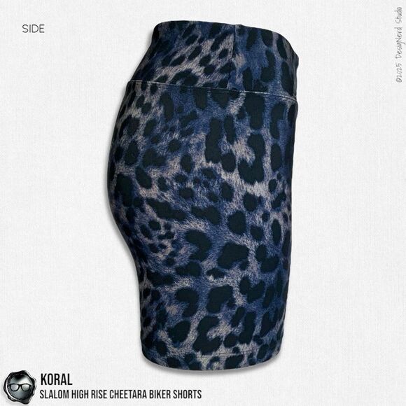 KORAL ACTIVEWEAR SLALOM HIGH RISE CHEETARA BIKER SHORTS IN BLUE CHEETARA SIZE M - Picture 5 of 16